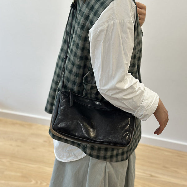 Small Genuine Leather Crossbody Bag for Women Minimalist Shoulder Bag Handmade