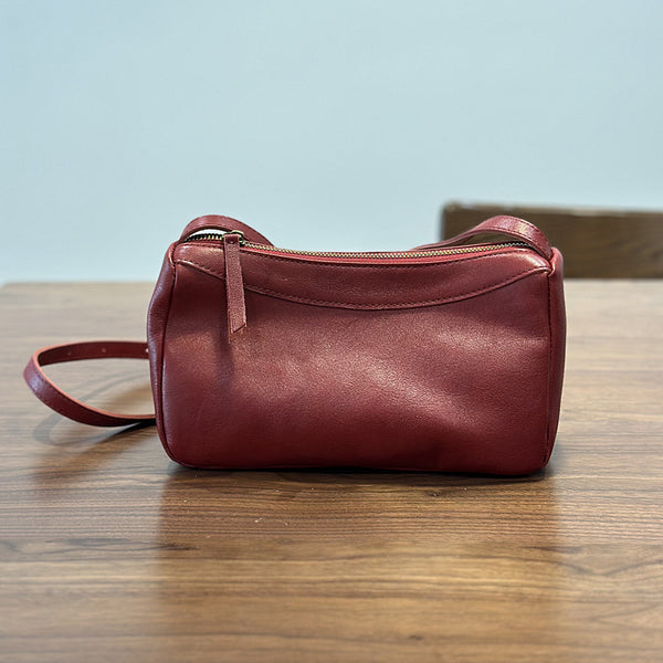 Womens Genuine Leather Crossbody Bag Compact Minimalist Handbag