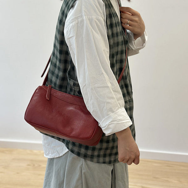 Small Genuine Leather Crossbody Bag for Women Minimalist Shoulder Bag Small