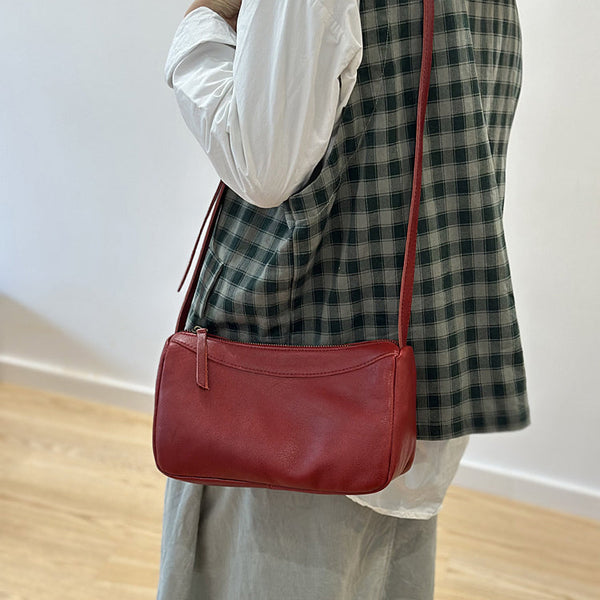 Small Genuine Leather Crossbody Bag for Women Minimalist Shoulder Bag Trendy