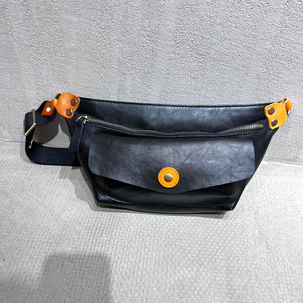 Small Handmade Women's Leather Crossbody Sling Bag Chest Bag For Women