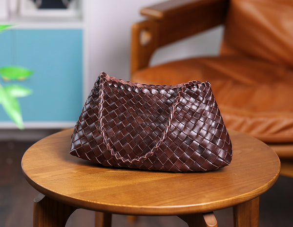 Wosmens Genuine Leather Shoulder Bag Top Handle and Underarm Style with Inner Pouch