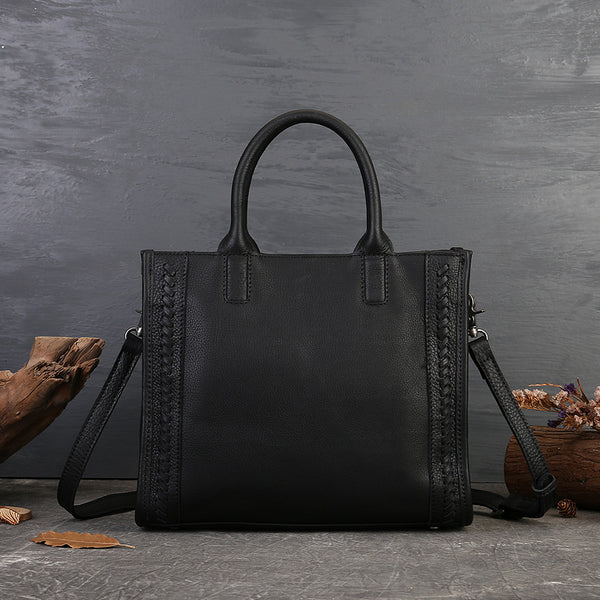 Small Ladies Tote Handbag Leather Crossbody Handbags Black