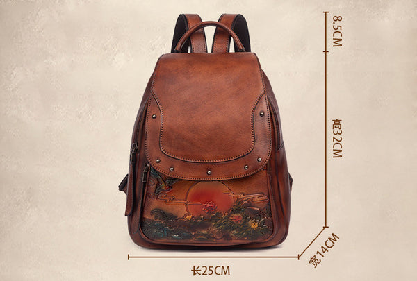 Small Leather Backpack Purse For Women Leather Rucksack Bag Cowhide