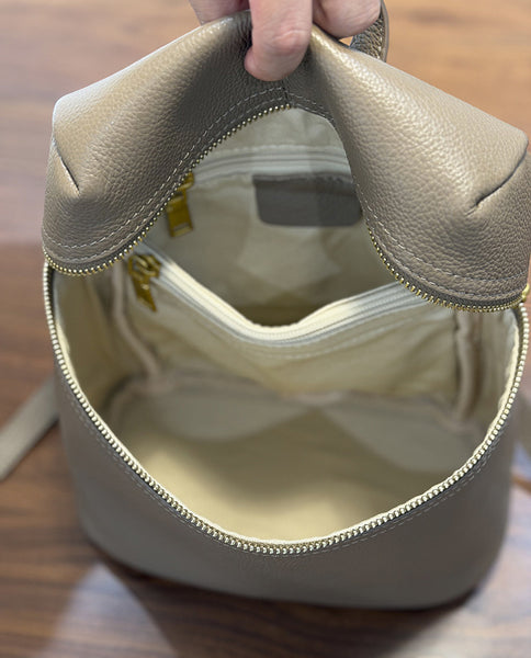Small Leather Backpack for Women Genuine Cowhide Casual Daypack