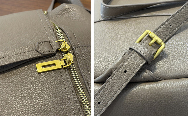 Small Leather Backpack for Women Genuine Cowhide Casual Daypack