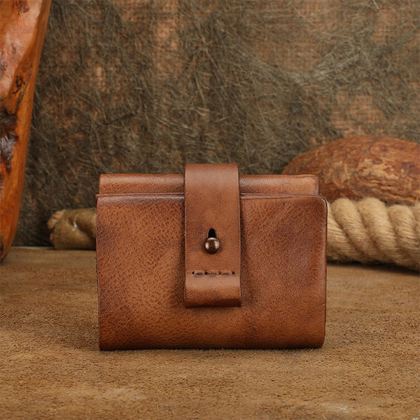 Small Leather Bifold Wallet for Women Vintage Genuine Cowhide Wallet Accessories