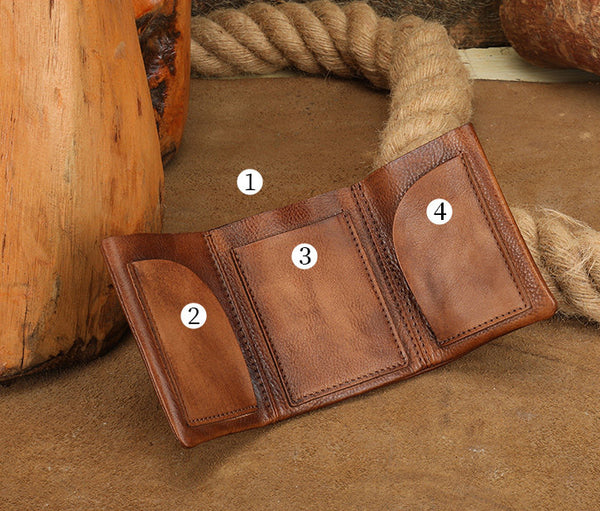 Small Leather Bifold Wallet for Women Vintage Genuine Cowhide Wallet Capacity