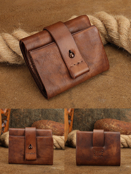 Small Leather Bifold Wallet for Women Vintage Genuine Cowhide Wallet Classy