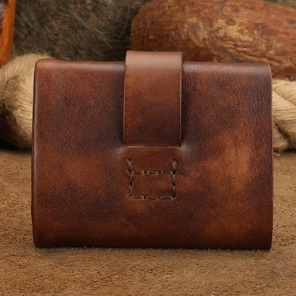 Small Leather Bifold Wallet for Women Vintage Genuine Cowhide Wallet Designer