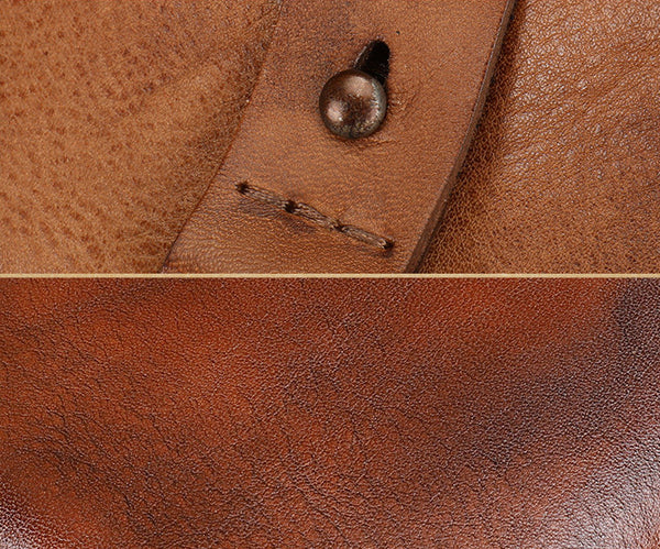 Small Leather Bifold Wallet for Women Vintage Genuine Cowhide Wallet Details