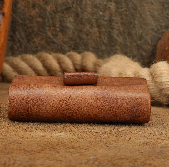 Small Leather Bifold Wallet for Women Vintage Genuine Cowhide Wallet Durable