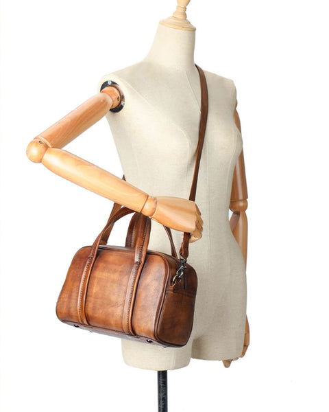 Small Leather Handbag for Women Genuine Cowhide Top Handle Shoulder Bag Casual