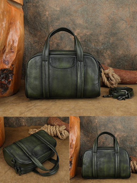 Small Leather Handbag for Women Genuine Cowhide Top Handle Shoulder Bag Classic
