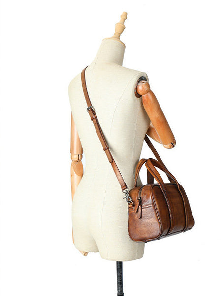 Small Leather Handbag for Women Genuine Cowhide Top Handle Shoulder Bag Cute