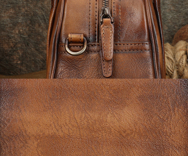 Small Leather Handbag for Women Genuine Cowhide Top Handle Shoulder Bag Stylish