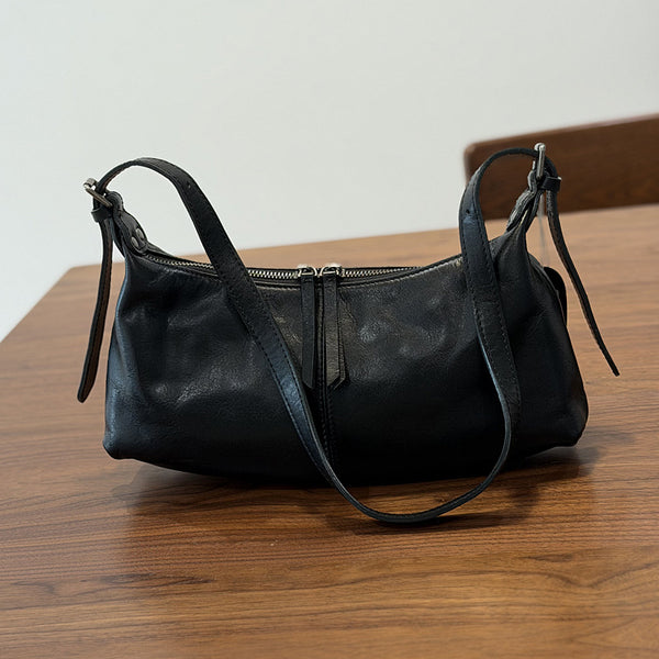 Small Leather Hobo Bag for Women  Genuine Cowhide Shoulder and Underarm Bag Badass