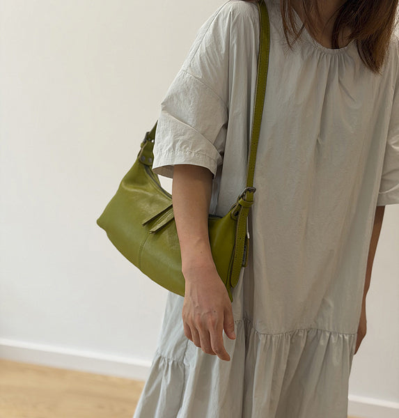 Small Leather Hobo Bag for Women  Genuine Cowhide Shoulder and Underarm Bag Cute