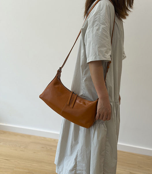Small Leather Hobo Bag for Women  Genuine Cowhide Shoulder and Underarm Bag Elegant