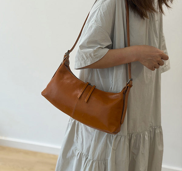 Small Leather Hobo Bag for Women  Genuine Cowhide Shoulder and Underarm Bag Fashion