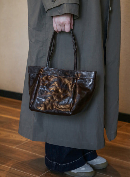Small Textured Leather Bucket Bag for Women Vintage Cowhide Tote Crossbody Purse Cowhide