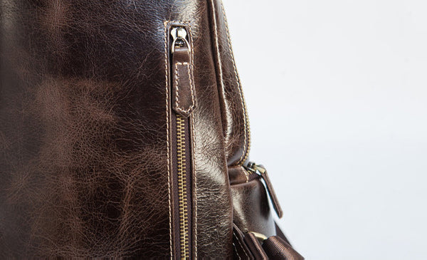 Small Vintage Leather Backpack for Women Genuine Cowhide Daypack Genuine-Leather