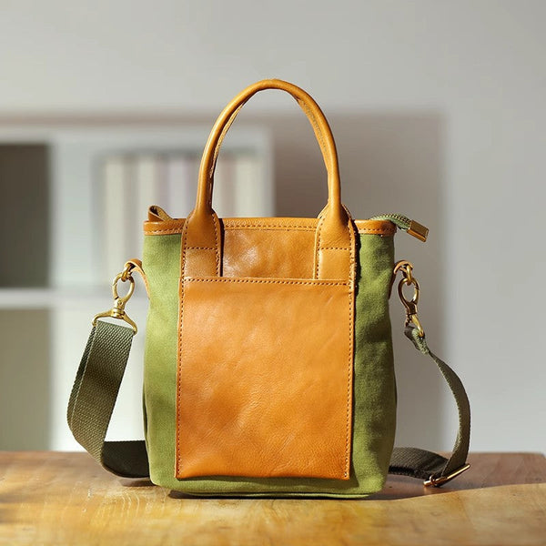 Womens Cute Canvas Tote Bags Green Crossbody Bag