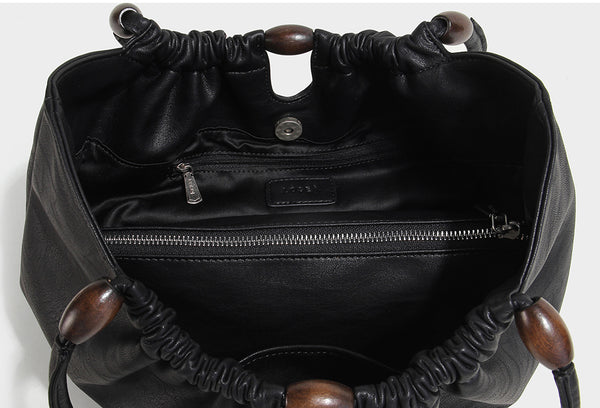 Small Womens Black Vegan Leather Shoulder Bag Vegan Leather Tote Bag