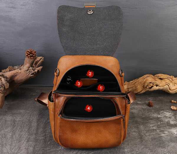 Small Womens Leather Backpack Bag Convertible Shoulder Bag Capacity