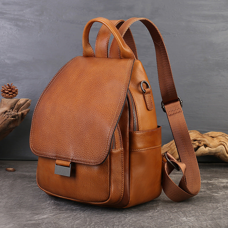 convertible leather backpack shoulder bag Vintage Leather Shoulder Bag, School Bag and Travel Backpack, Brown