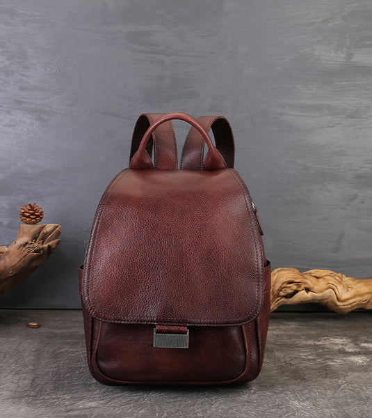Small Womens Leather Backpack Bag Convertible Shoulder Bag