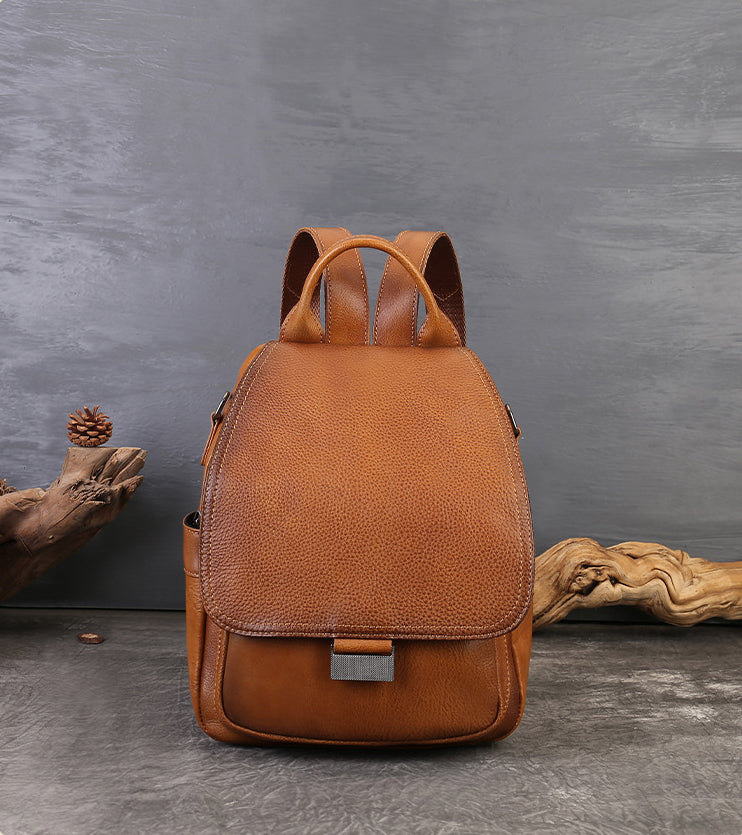 cute convertible leather purse backpack Vintage Leather School Bag, Shoulder Bag and Travel Backpack, Black