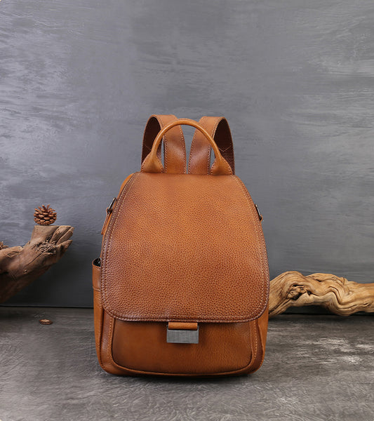 Small Womens Leather Backpack Bag Convertible Shoulder Bag Cute
