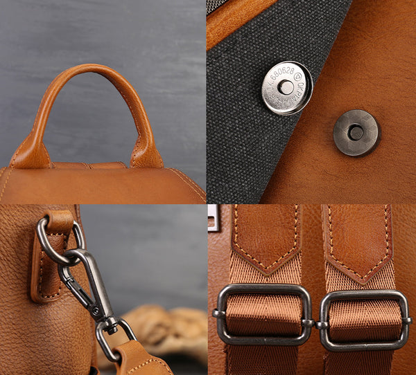 Small Womens Leather Backpack Bag Convertible Shoulder Bag Details