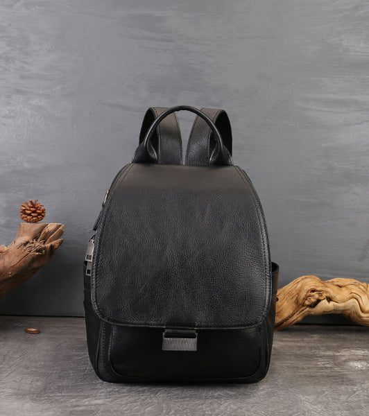 Womens Convertible Cowhide Leather Backpack Bag Small Leather Knapsack