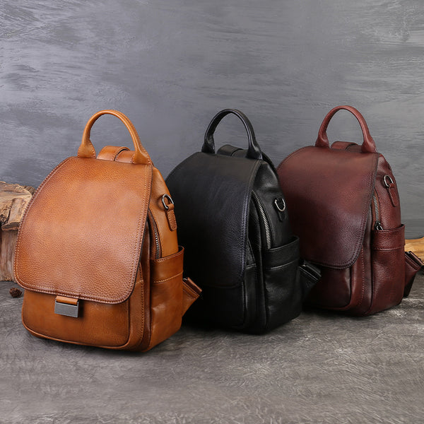 Small Womens Leather Backpack Bag Convertible Shoulder Bag Funky