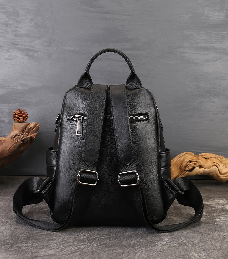 black leather backpack philippines Roll Top | 15" Laptop Backpack | Leather Backpack For Men perfect for day Small Womens Leather Backpack Bag