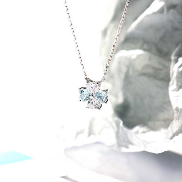 Sterling Silver Aquamarine Pendant Necklace March Birthstone Pendant Necklace Accessories