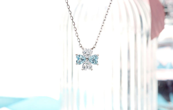 Sterling Silver Aquamarine Pendant Necklace March Birthstone Pendant Necklace Fashion