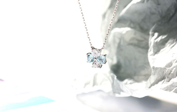 Sterling Silver Aquamarine Pendant Necklace March Birthstone Pendant Necklace Fashionable