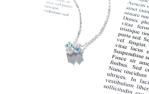 Sterling Silver Aquamarine Pendant Necklace March Birthstone Pendant Necklace Gift-idea