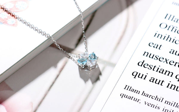 Sterling Silver Aquamarine Pendant Necklace March Birthstone Pendant Necklace Gift