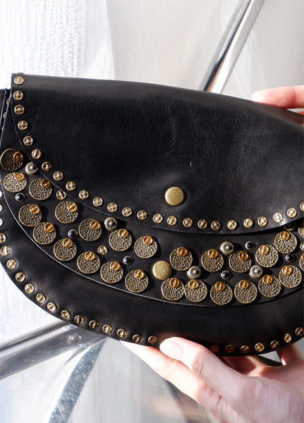 Studded Women's Shoulder Bags Leather Black Crossbody Bags For Women Elegant