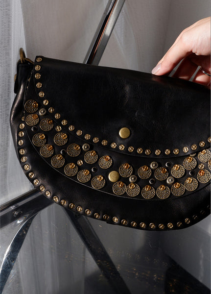 Studded Women's Shoulder Bags Leather Black Crossbody Bags For Women Fashion