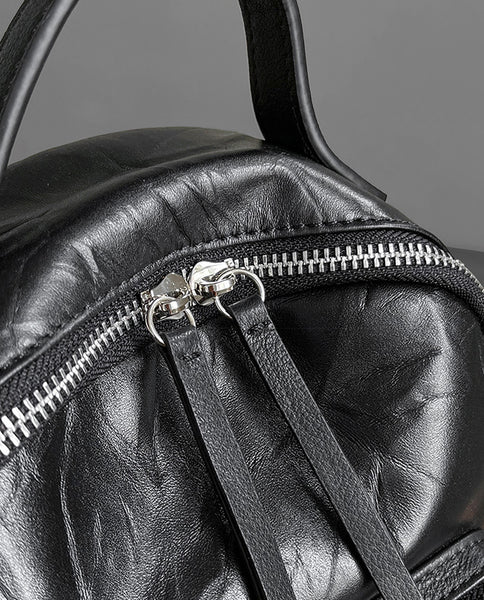 Stylish Women's Small Leather Backpack Purse Ladies Black Leather Rucksack Bag Gift-idea