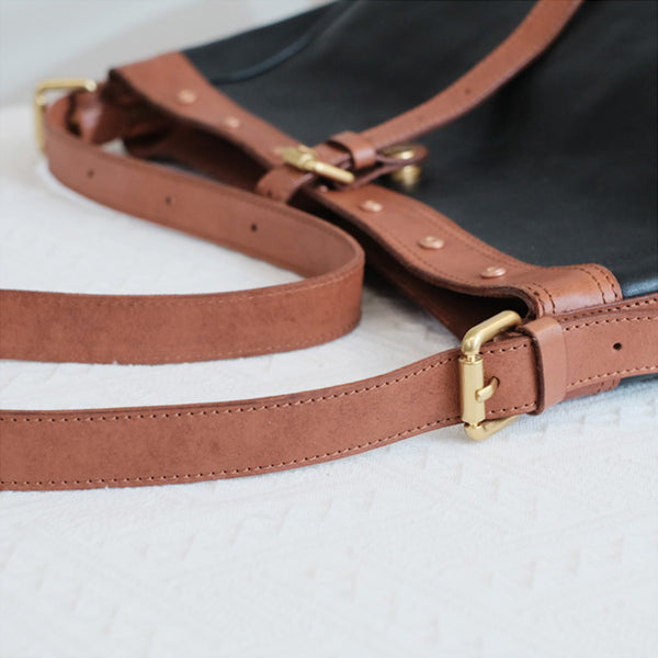 Top Zipper Closure Womens Leather Shoulder Bag Black Crossbody Bags For Women Designer
