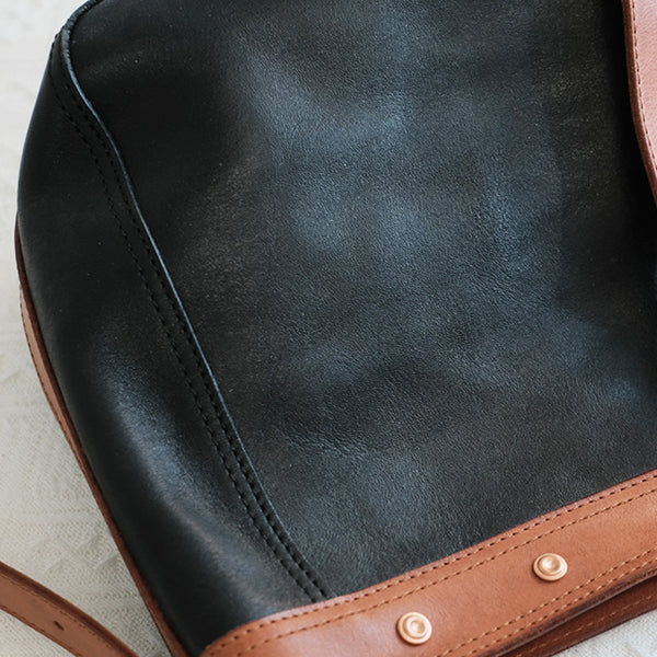 Top Zipper Closure Womens Leather Shoulder Bag Black Crossbody Bags For Women Fashionable