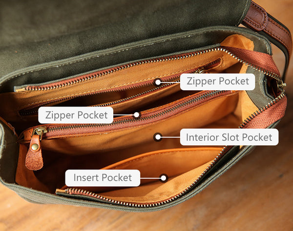 Vintage Canvas and Leather Messenger Bag for Women Retro Satchel Crossbody Capacity