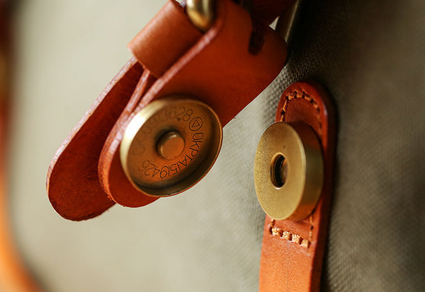 Vintage Canvas and Leather Messenger Bag for Women Retro Satchel Crossbody Details