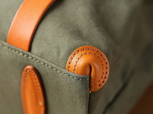 Vintage Canvas and Leather Messenger Bag for Women Retro Satchel Crossbody Durable